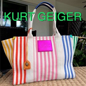 KURT GEIGER Southbank LARGE Shopper Beach  Stripe Tote Bag